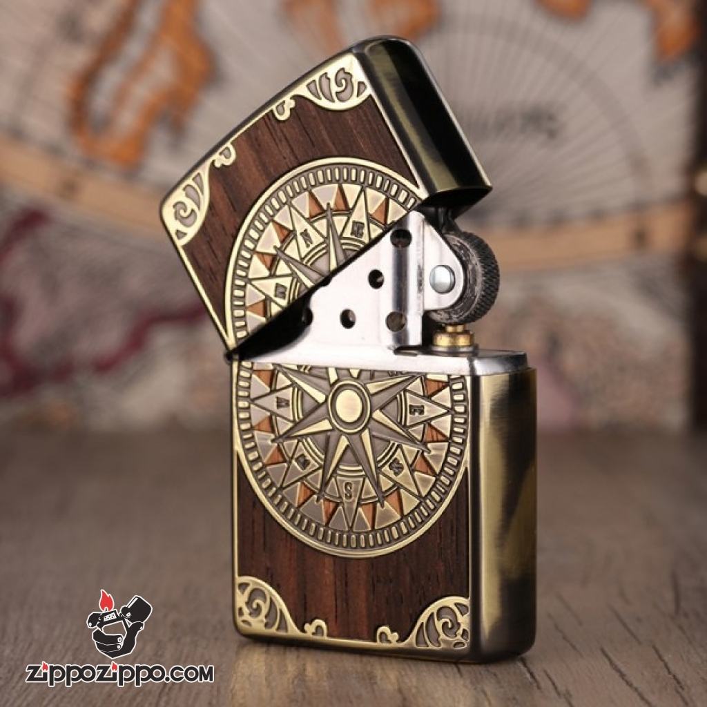 Zippo chính hãng ốp gỗ hoa văn