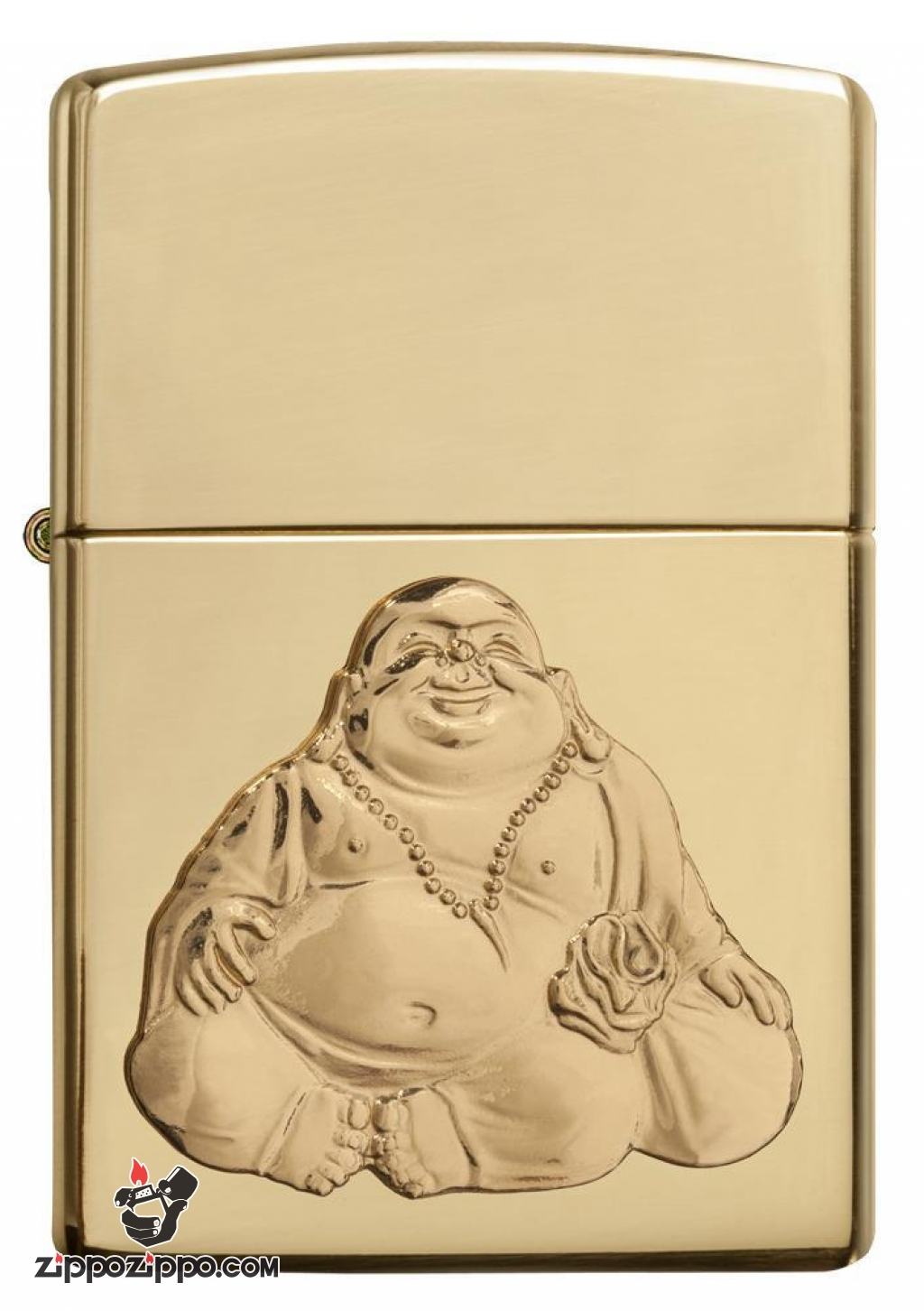 Bật Lửa Zippo Đồng Vàng Thần Buddha Cười - SKU 29626