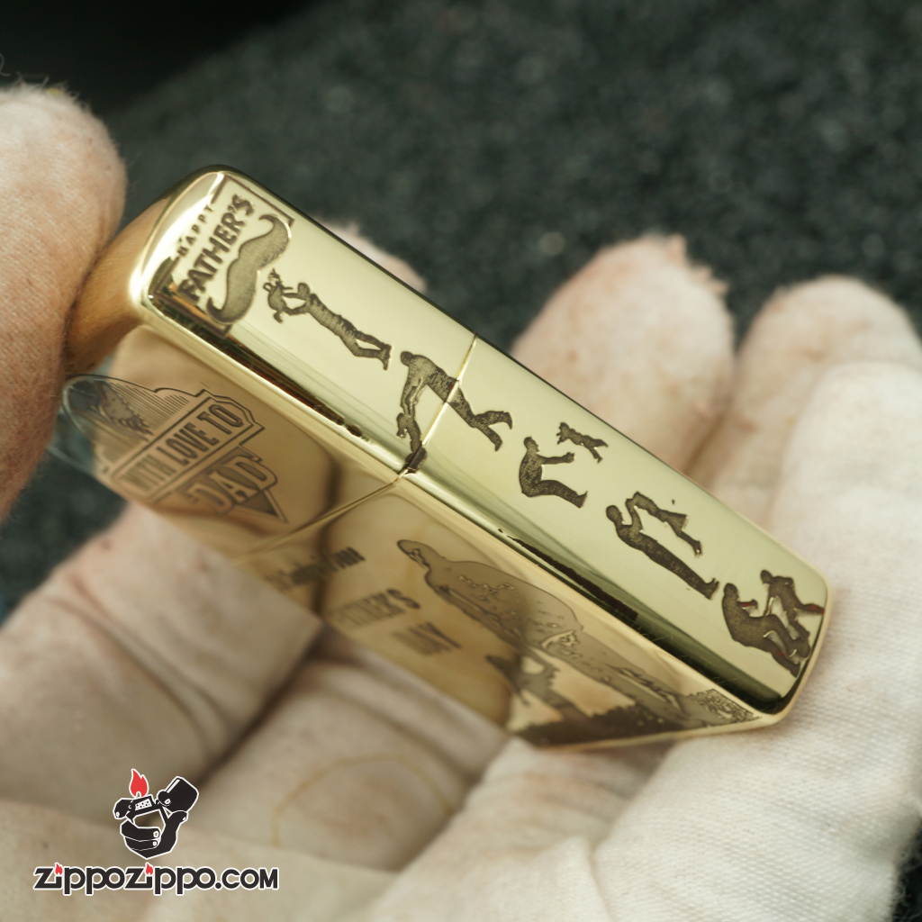 zippo đồng nguyên chất khắc cha con bản giới hạn