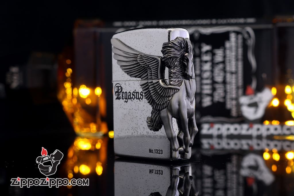 Bật lửa zippo phiên bản giới hạn xuất nhật Zippo Pegasas  cánh được mạ bạc