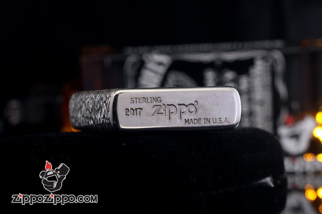 Bật Lửa Zippo Bạc nguyên khối Cao Cấp khắc hình rồng châu Á Dũng Mãnh