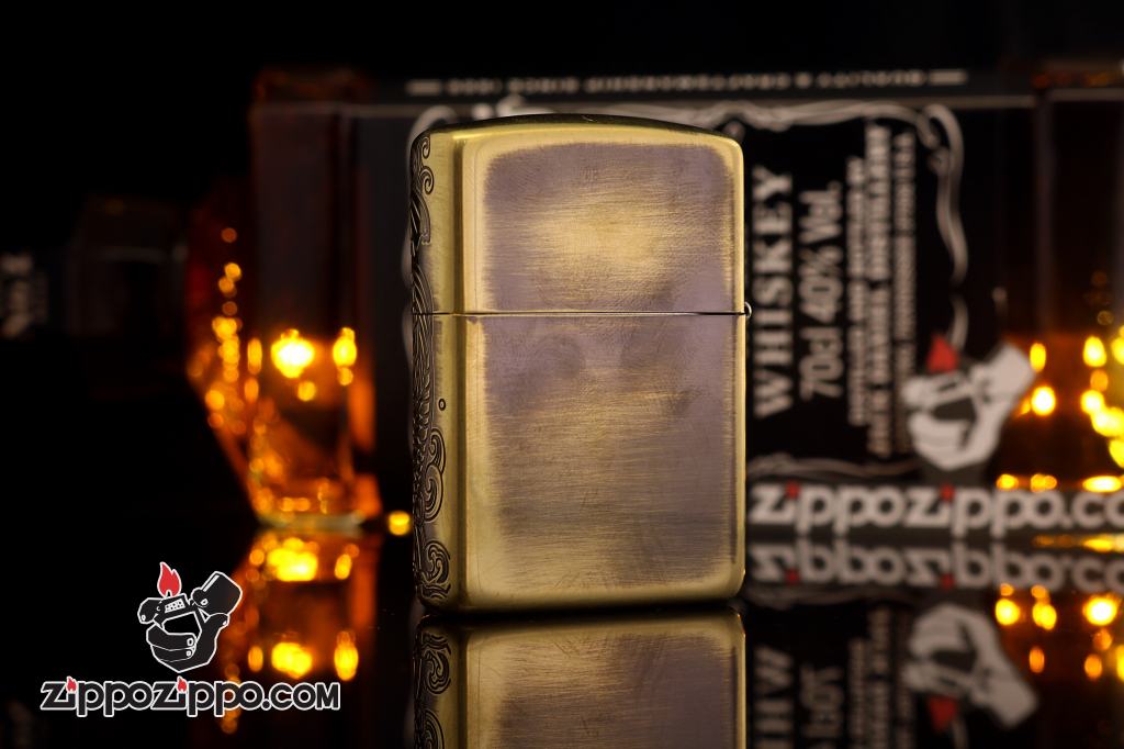 Bật lửa zippo đen in hoa văn cá chép Ver 2