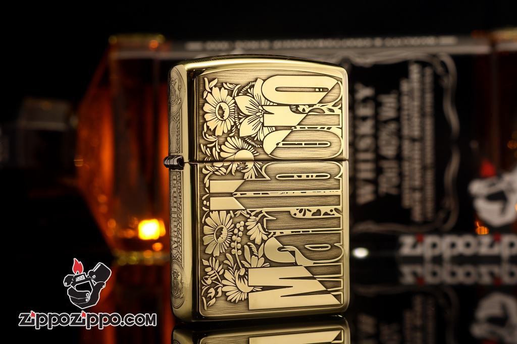Zippo Chính Hãng Đồng Bóng Khắc Logo Marlboro Phiên Bản Amor