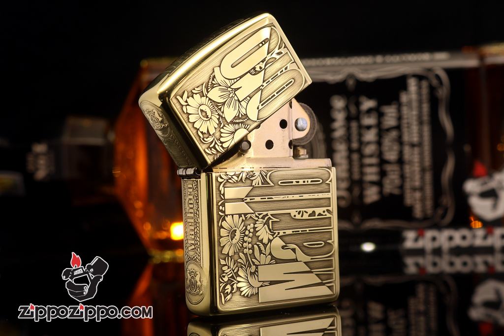 Zippo Chính Hãng Đồng Bóng Khắc Logo Marlboro Phiên Bản Amor