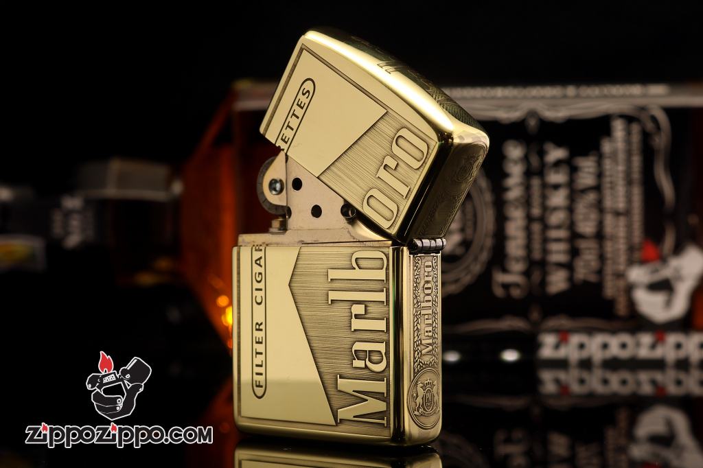 Zippo Chính Hãng Đồng Bóng Khắc Logo Marlboro Phiên Bản Amor