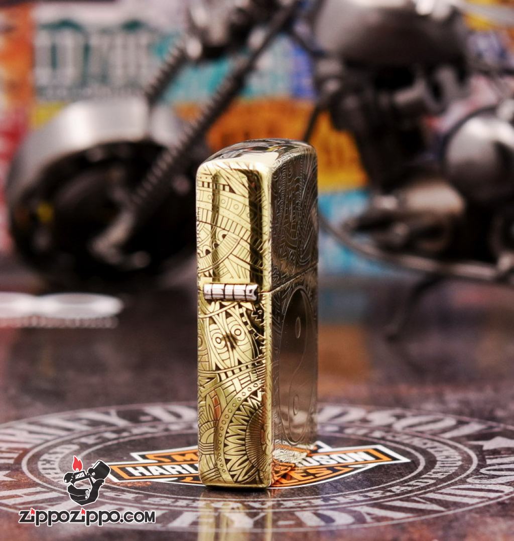 Bật Lửa Zippo Đồng Khắc Hoa Văn Bát Quái