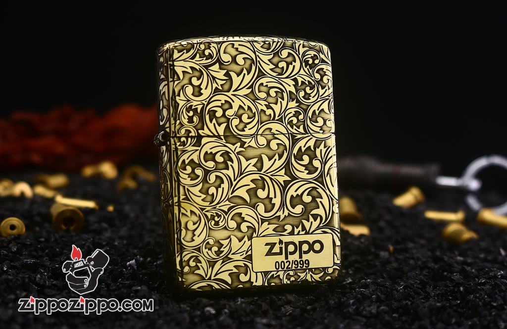 Bật lửa Zippo đồng vỏ dày armor khắc hoa văn Ả Rập Arabesque bản giới hạn