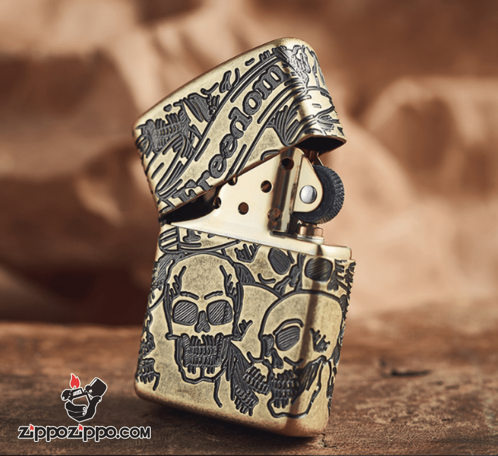 Zippo Armor đồng khối cắt khắc MultiCut 360 hình ảnh SKULL