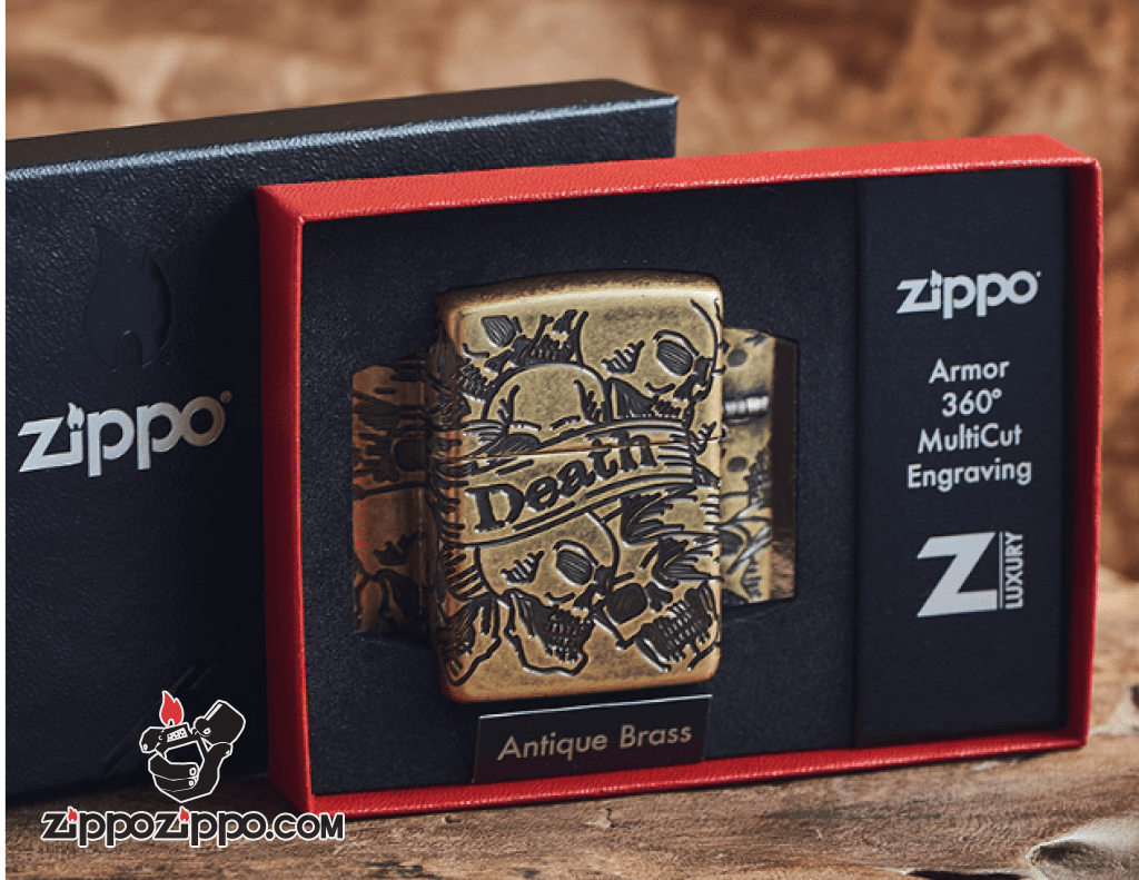 Zippo Armor đồng khối cắt khắc MultiCut 360 hình ảnh SKULL