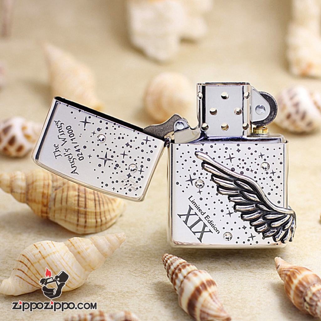 ZIPPO Angel's Wing's xuất hàn phiên bản màu bạc dòng Limited Edition XIX