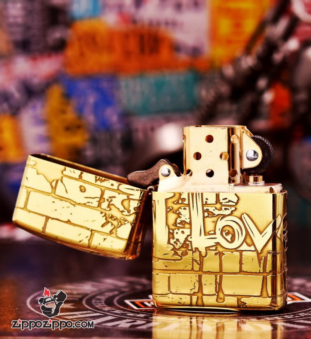 Bật Lửa Zippo đồng Khắc I LOVE YOU