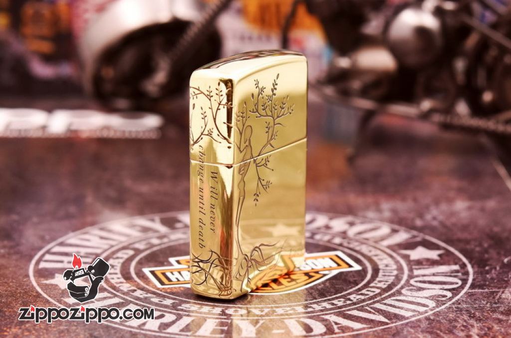 Bật Lửa Zippo đồng Khắc Hình Cây Tình Yêu Cùng Lời Thề Bên Nhau