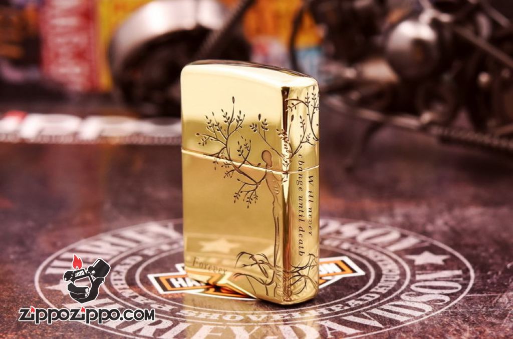 Bật Lửa Zippo đồng Khắc Hình Cây Tình Yêu Cùng Lời Thề Bên Nhau