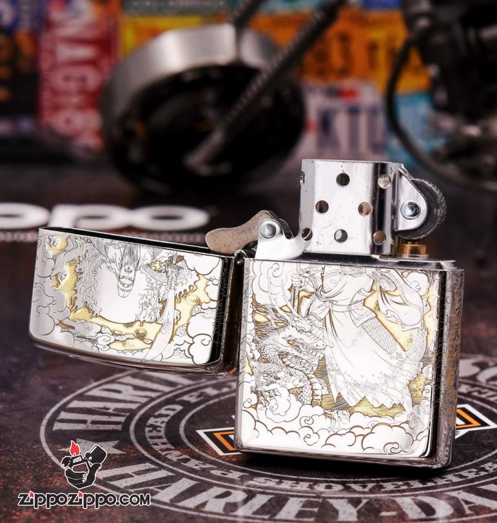 Bật Lửa Zippo Chrome KHắc Hình Quan Vân Trường