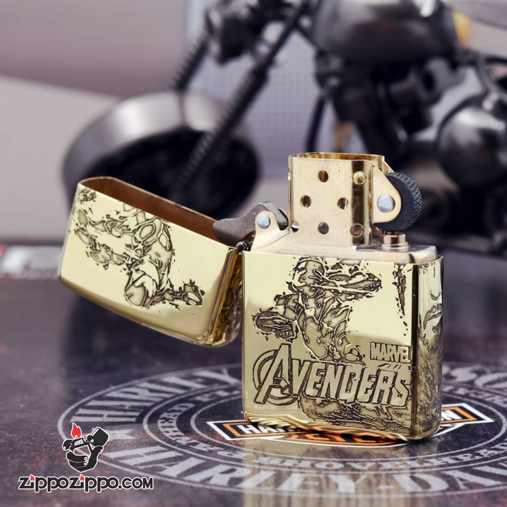 Bật lửa Zippo chính hãng đồng khắc người sắt vỏ mỏng