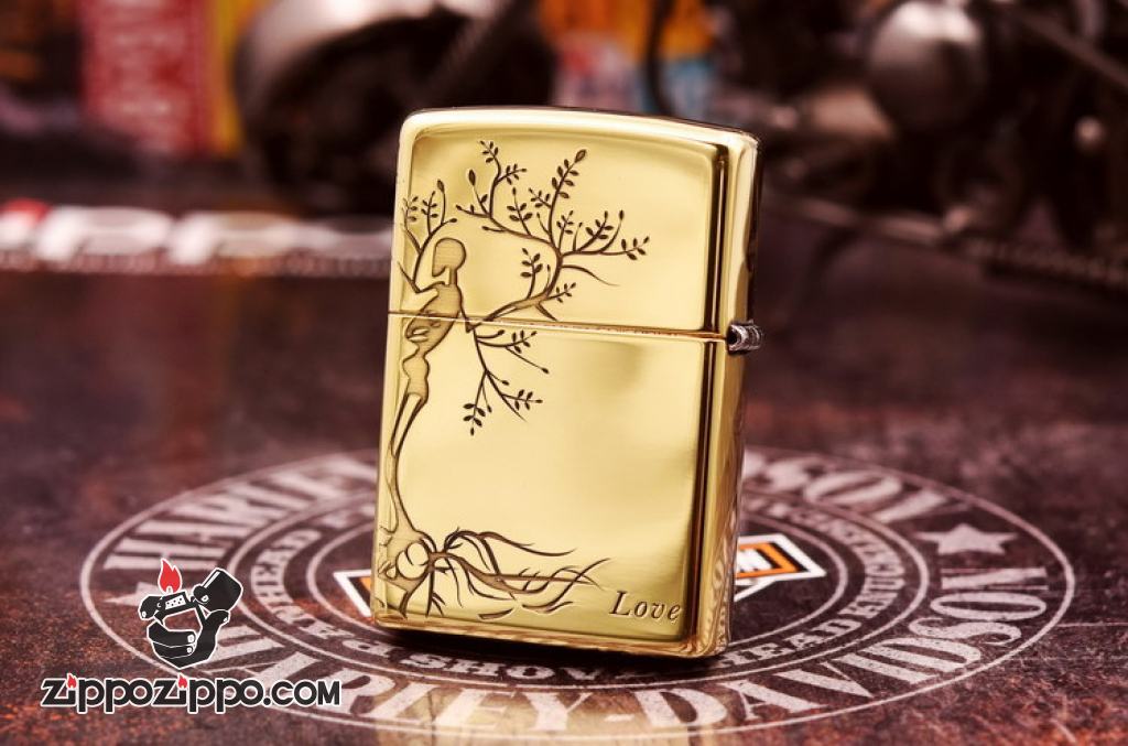 Bật Lửa Zippo đồng Khắc Hình Cây Tình Yêu Cùng Lời Thề Bên Nhau Bản Amor