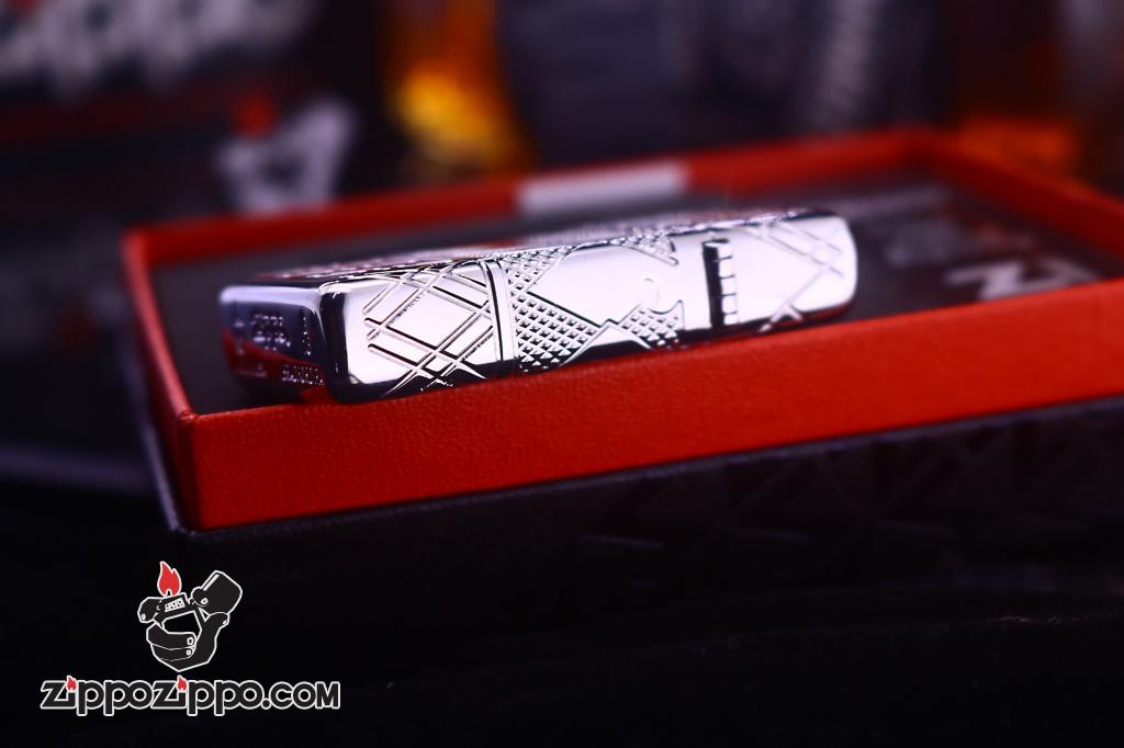 Zippo Slim Armor họa tiết kim cương gằn viên pha lê trắng