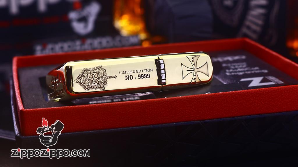 Bật lửa Zippo chính hãng đồng bóng khắc Crusades Armor