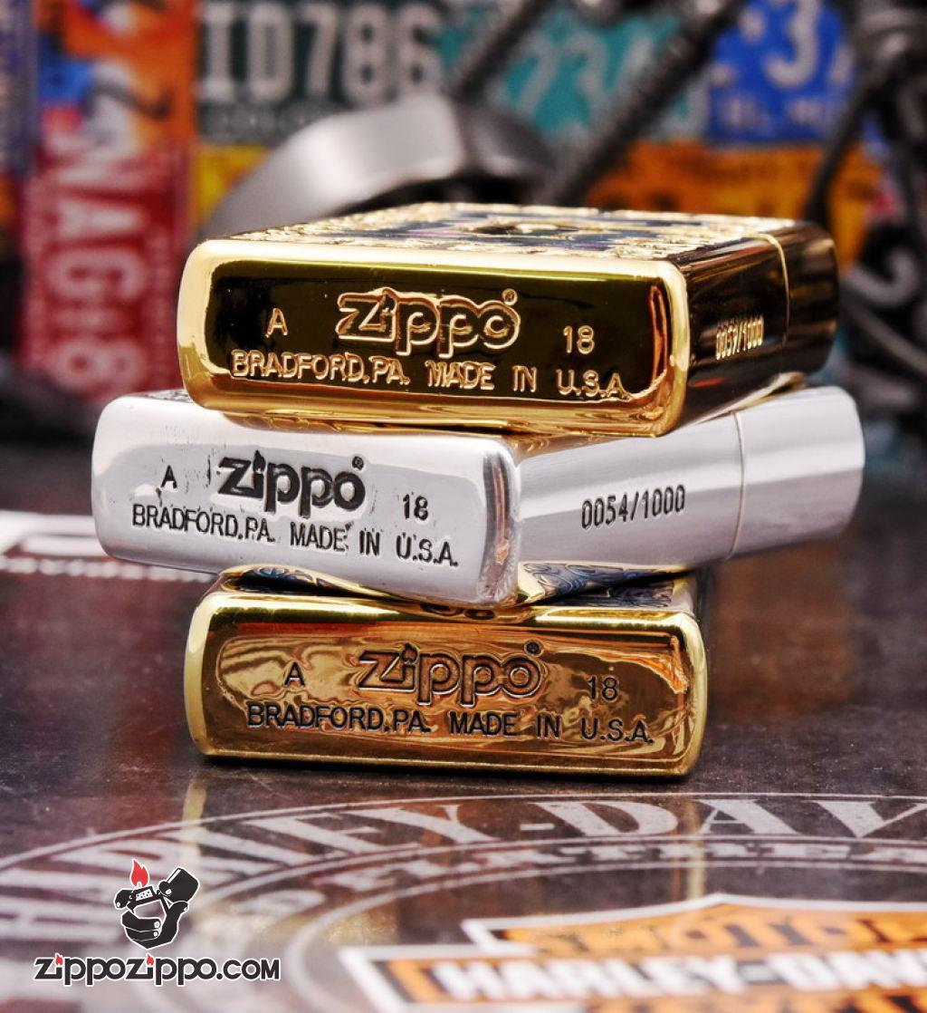 Bật Lửa Zippo Phiên Bản Giới Hạn Khắc Ô Khóa Mạ VÀng Khảm Trai