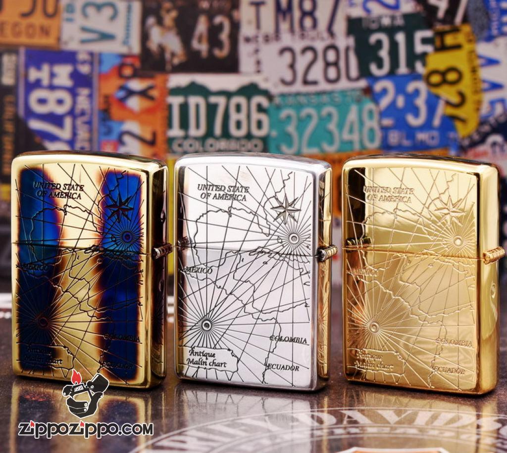 Bật Lửa Zippo Phiên Bản Giới Hạn Mạ Vàng Khắc La Bàn Khảm Trai