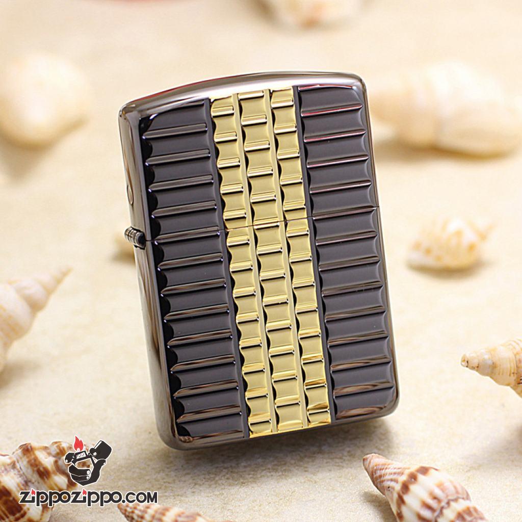 Bật Lửa Zippo Dập Nổi Ô Vuông Đan Xen Mạ TiTan