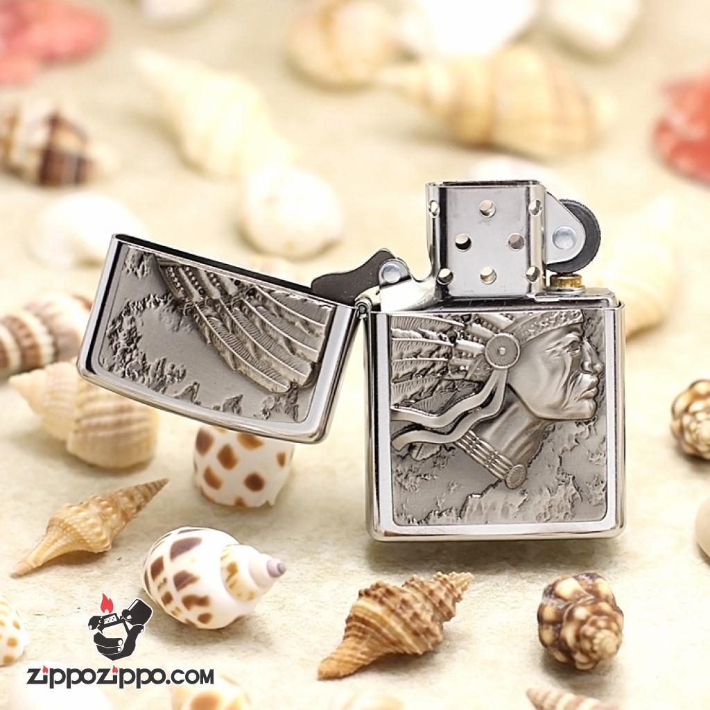 Bật Lửa Zippo Ốp Người Thổ Dân Da Đỏ