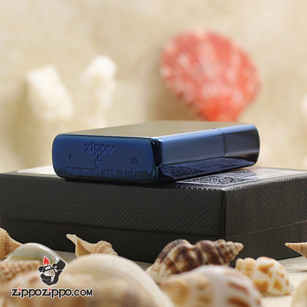 Bật Lửa Zippo Mạ Xanh Titan Hai Mặc Thẳng Sọc Dọc