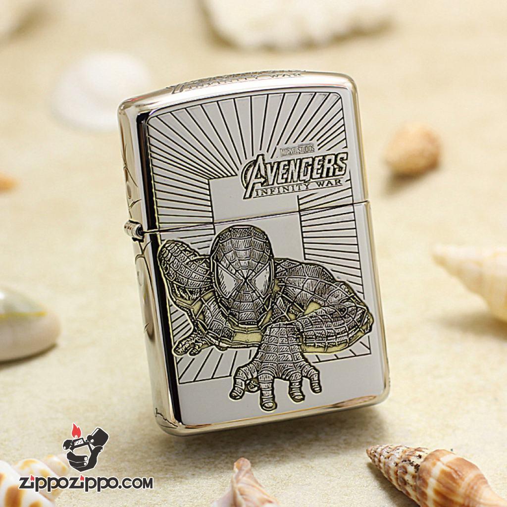 Bật Lửa Zippo Khắc Hình Người Nhện Bản Armor