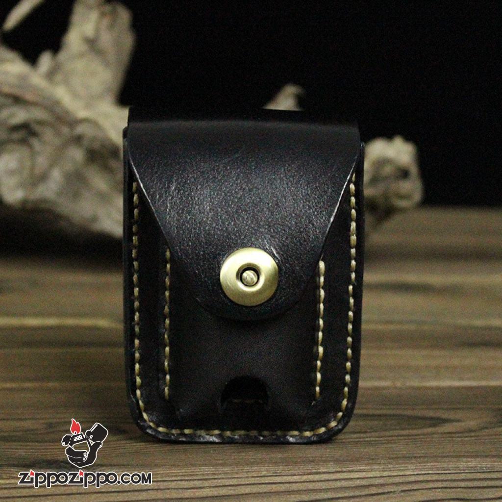 Bao da Handmade đựng zippo và thuốc lá Màu Đen