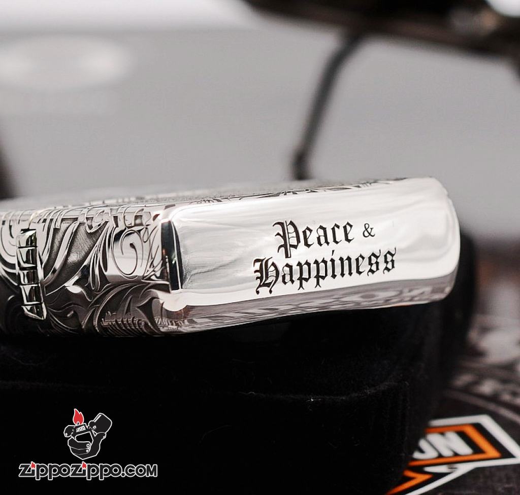 Bật lửa Zippo chính hãng bạc nguyên khối cao cấp khắc thiên thần bản armor