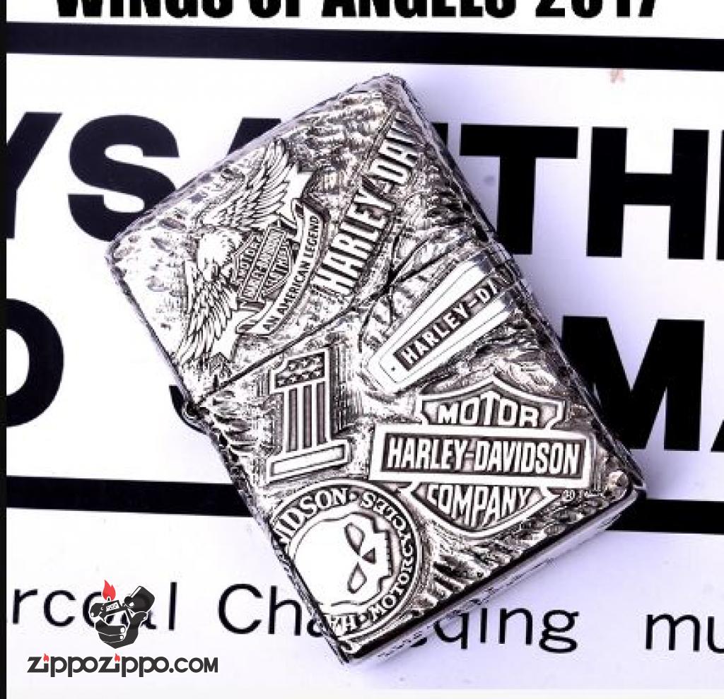 Bật Lửa Zippo Bạc Nguyên Khối Cao Cấp Khắc Harley Davidson Armor