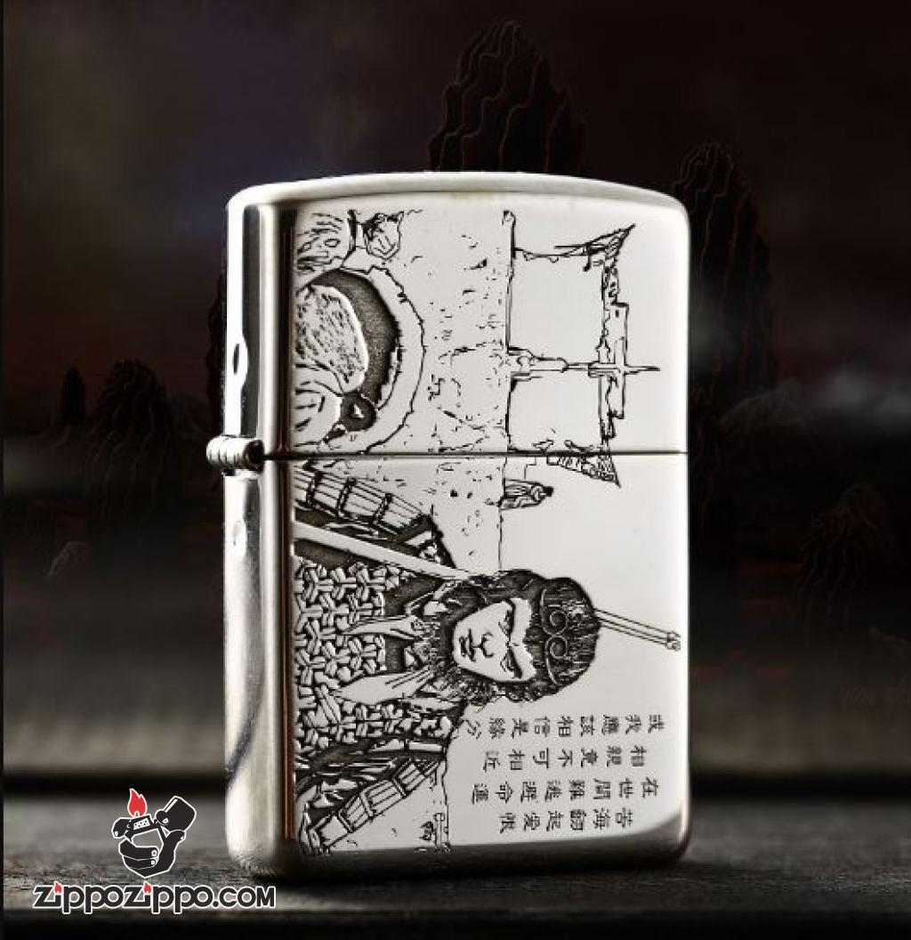 Bật Lửa Zippo Bạc Nguyên Khối Cao Cấp Khắc Tề Thiên Đại Thánh Armor