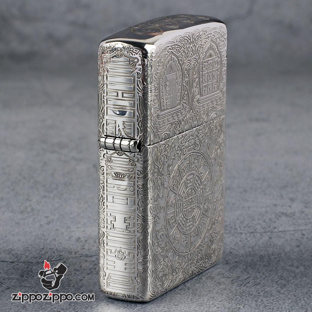 Bật Lửa Zippo Bạc Nguyên Khối Cao Cấp Khắc Kiếp Luân Hồi Vỏ Dầy Bản Armor