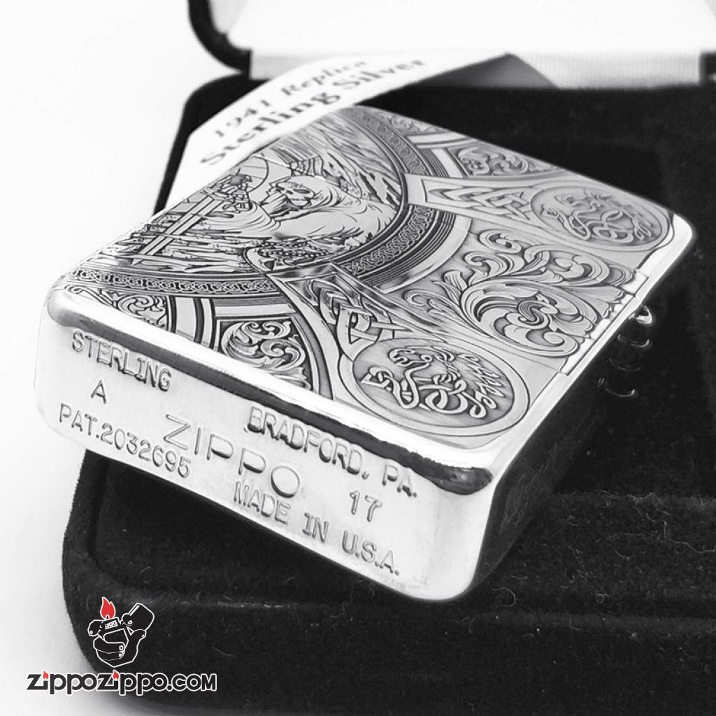 Bật Lửa Zippo Bạc Nguyên Khối Cao Cấp Khắc Bốn Hiệp Sĩ Bản 1941