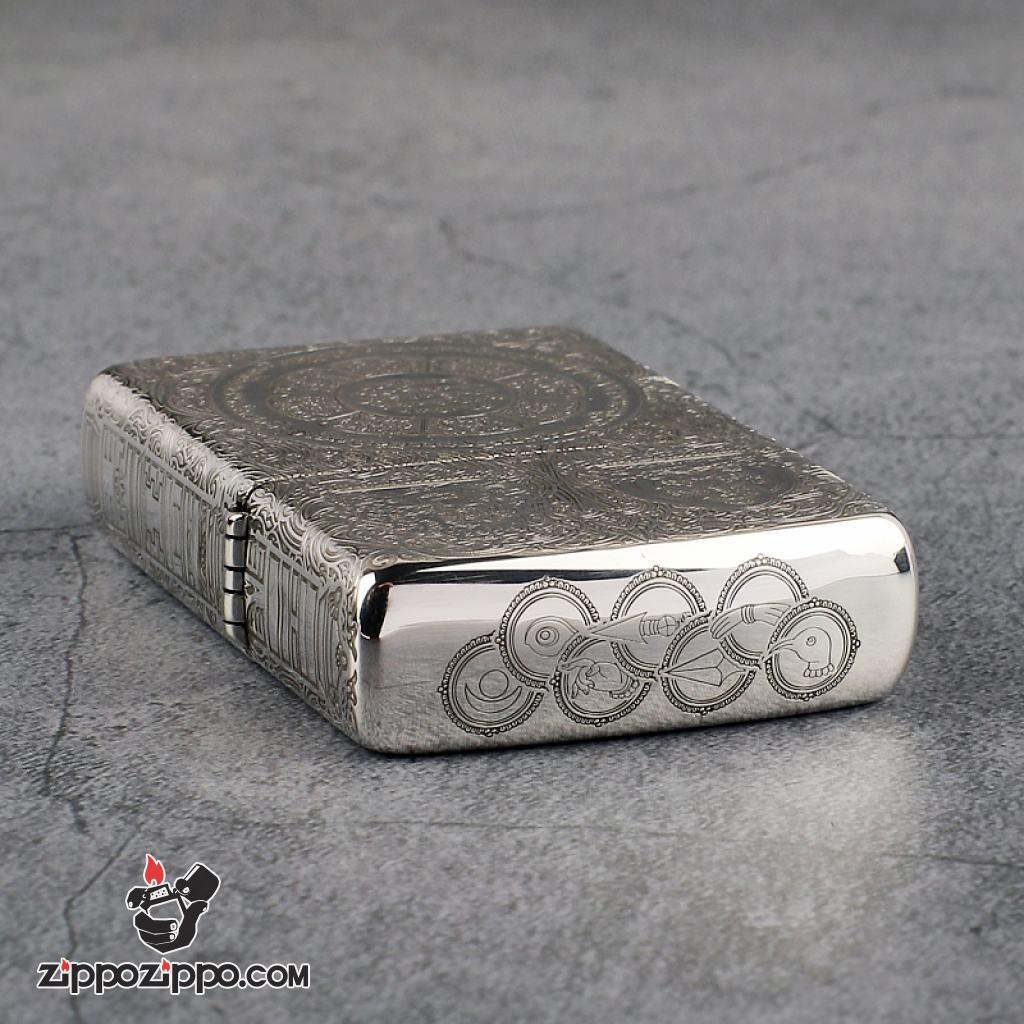 Bật Lửa Zippo Bạc Nguyên Khối Cao Cấp Khắc Kiếp Luân Hồi Bản Mỏng