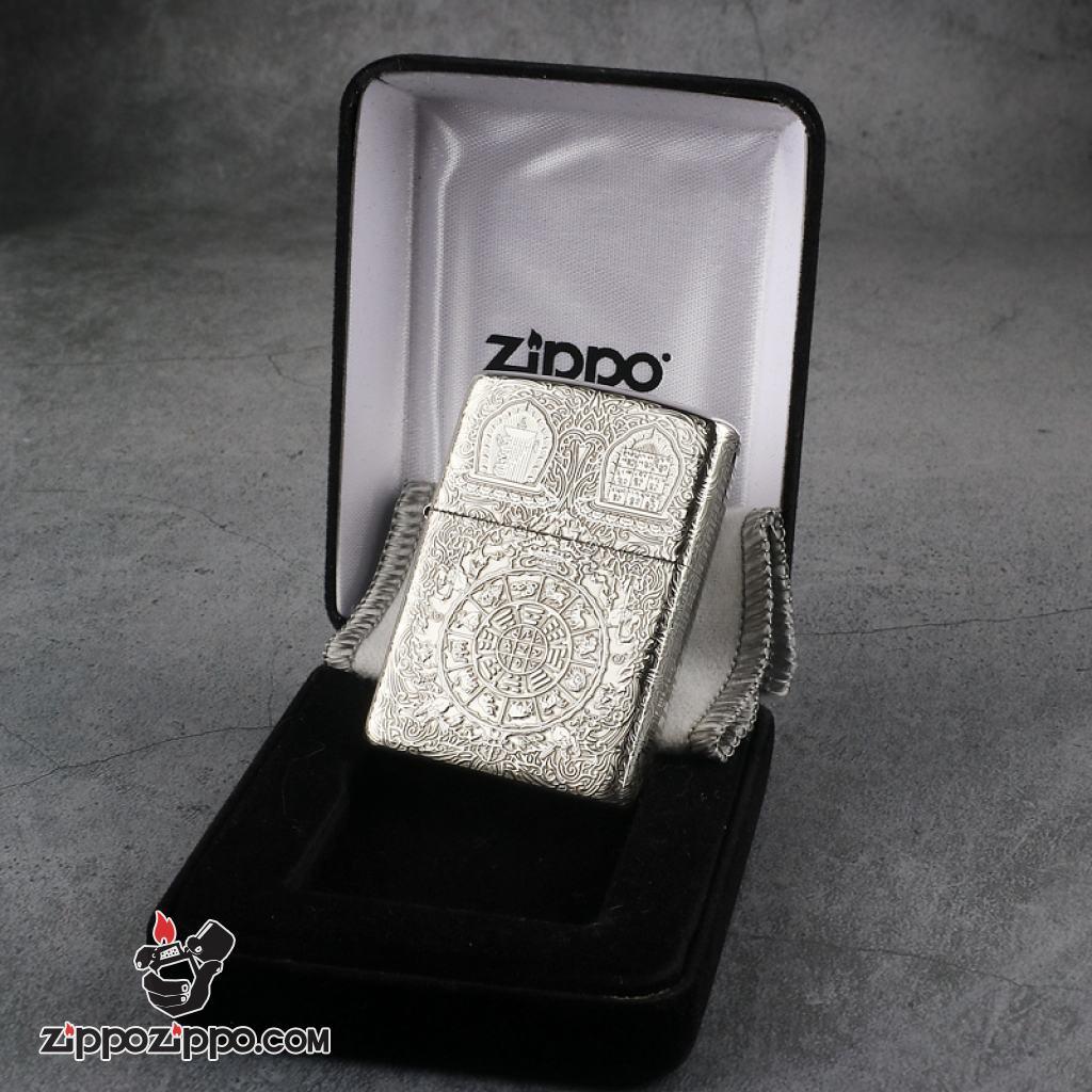 Bật Lửa Zippo Bạc Nguyên Khối Cao Cấp Khắc Kiếp Luân Hồi Bản Mỏng