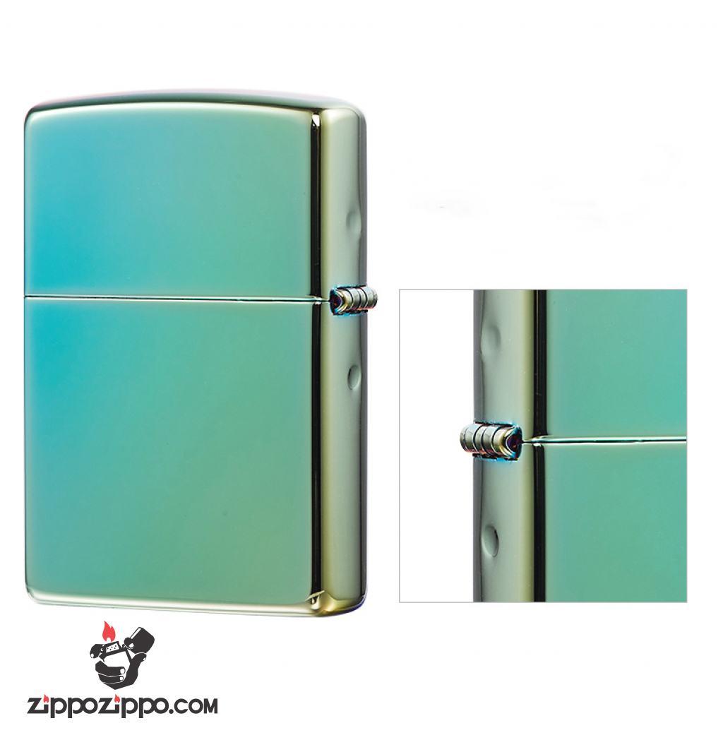 Bật Lửa Zippo Sơn Màu Xanh Lá Trà -Logo Zippo SKU 49191ZL – Zippo High Polish Teal Logo Zippo