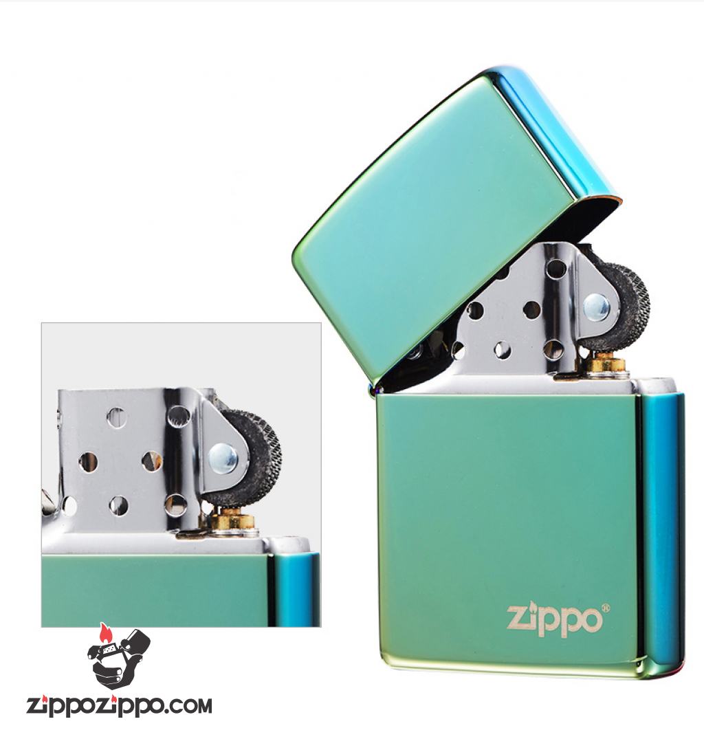 Bật Lửa Zippo Sơn Màu Xanh Lá Trà -Logo Zippo SKU 49191ZL – Zippo High Polish Teal Logo Zippo