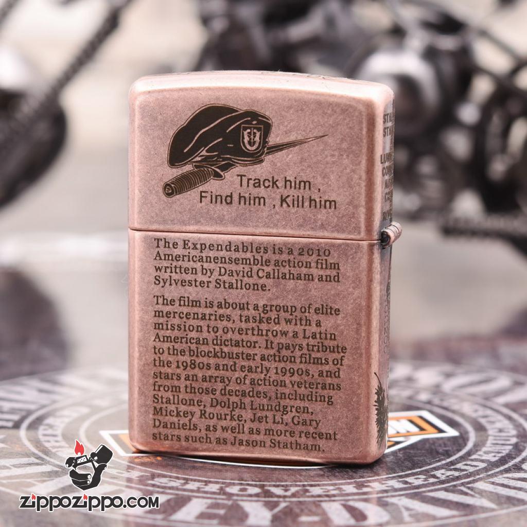 Bật lửa Zippo chính hãng khắc The Expendables Bản Mạ Antique Copper