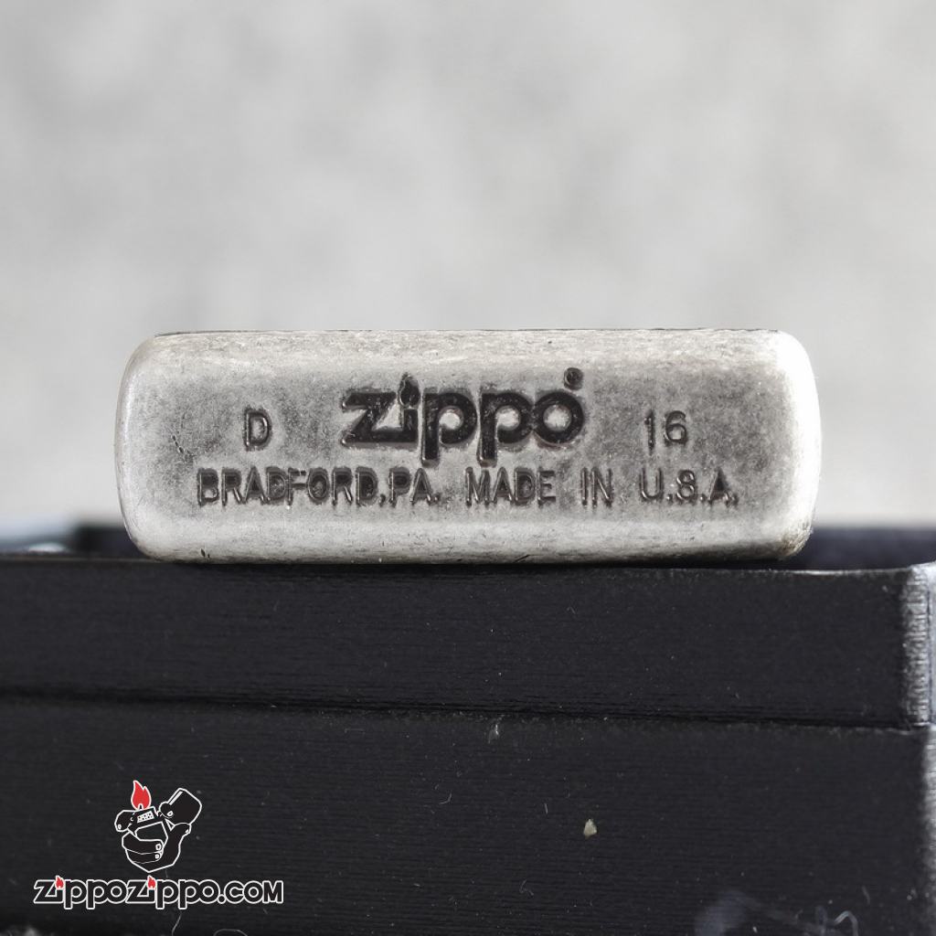 Bật lửa Zippo Chính Hãng Khắc Hoa Văn Arabesque Mạ Antique Silver