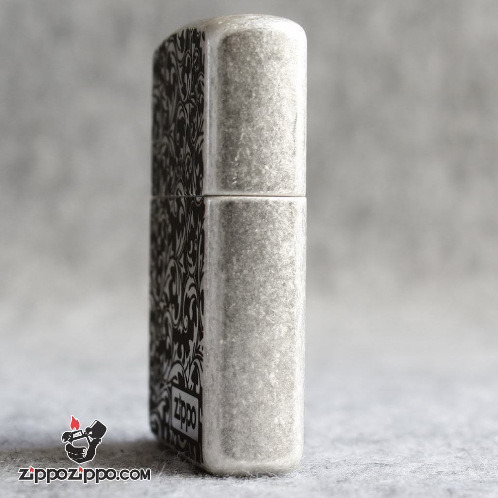 Bật lửa Zippo Chính Hãng Khắc Hoa Văn Arabesque Mạ Antique Silver