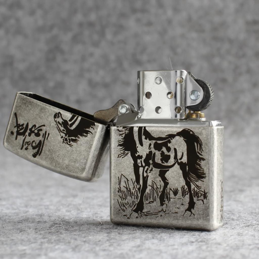 Bật Lửa Zippo Chính Hãng Khắc Mã Đáo Thành Công Mạ Antique Silver