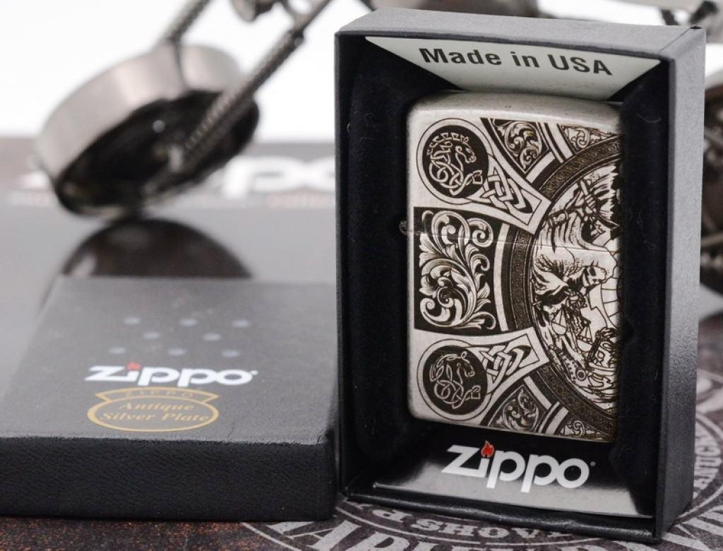Bật lửa Zippo Chính Hãng Khắc Apocalypse Bốn Hiệp Sĩ Mạ Antique Silver