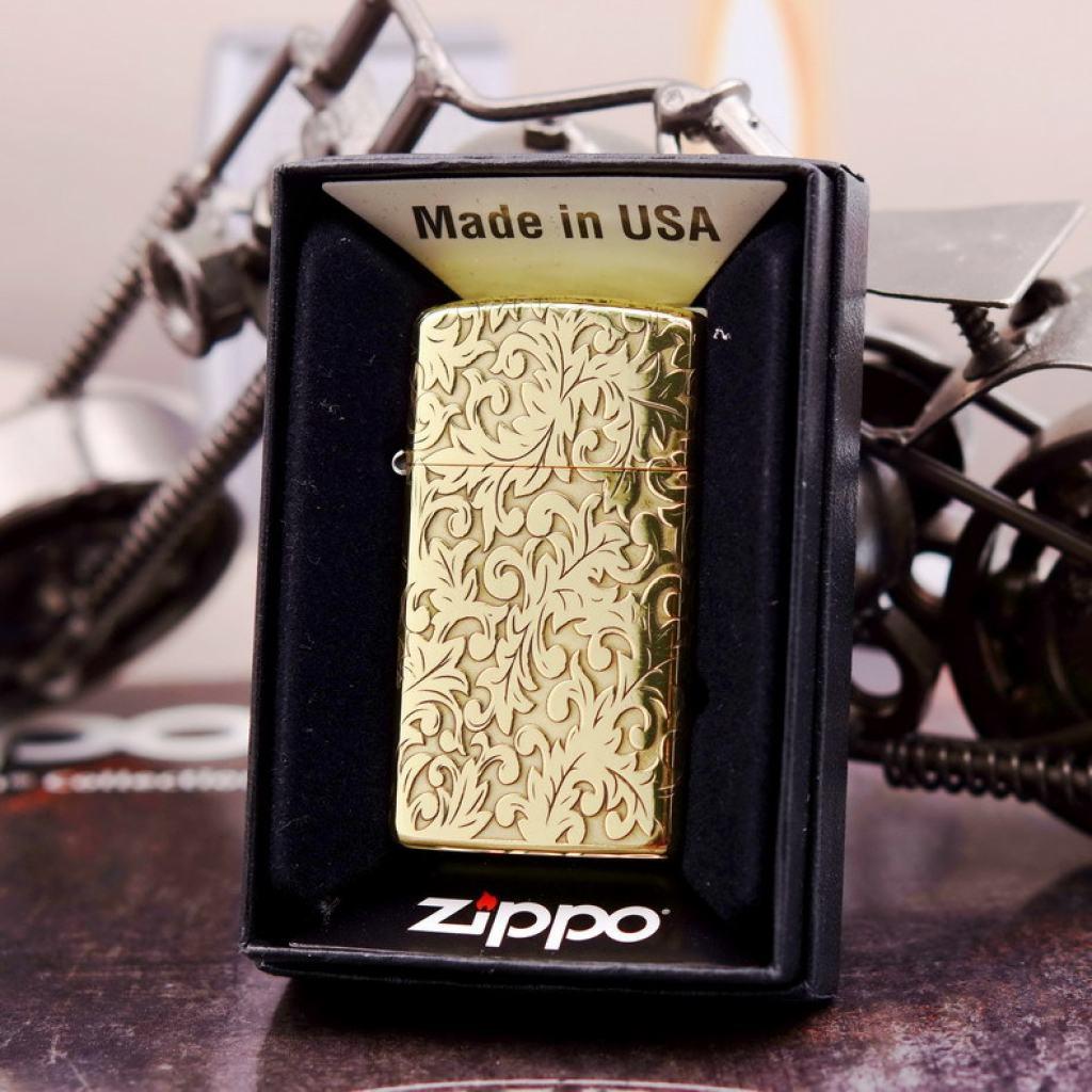 Bật Lửa Zippo Chính Hãng Chạm Khắc Hoa Văn Năm Mặt Tangcao Phiên Bản Hẹp Slim