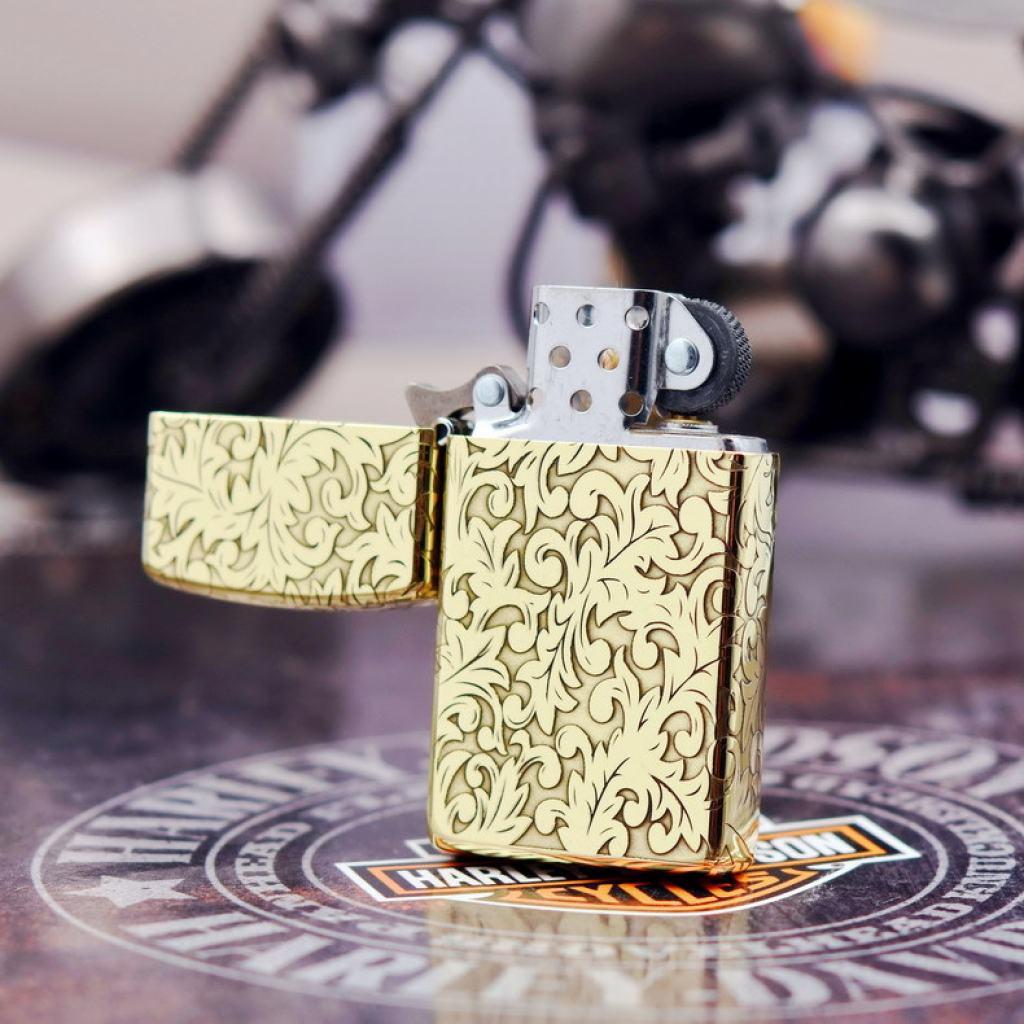 Bật Lửa Zippo Chính Hãng Chạm Khắc Hoa Văn Năm Mặt Tangcao Phiên Bản Hẹp Slim