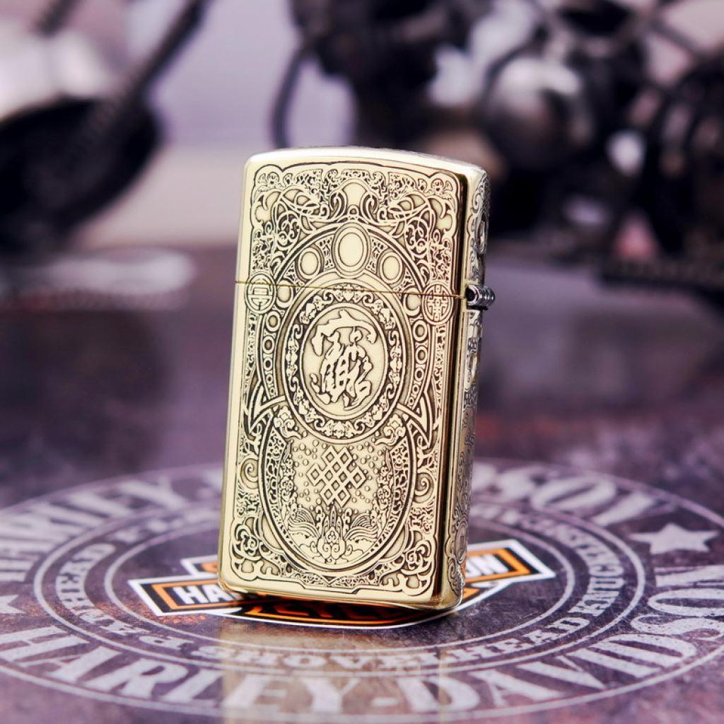 Bật Lửa Zippo Chính Hãng Chạm Khắc Tỳ Hưu Phiên Bản Hẹp Slim