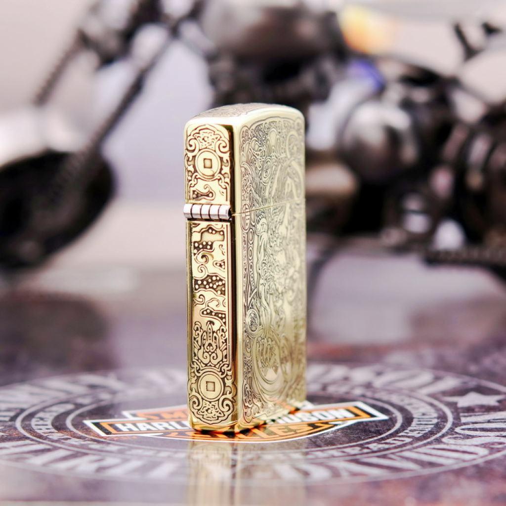 Bật Lửa Zippo Chính Hãng Chạm Khắc Tỳ Hưu Phiên Bản Hẹp Slim
