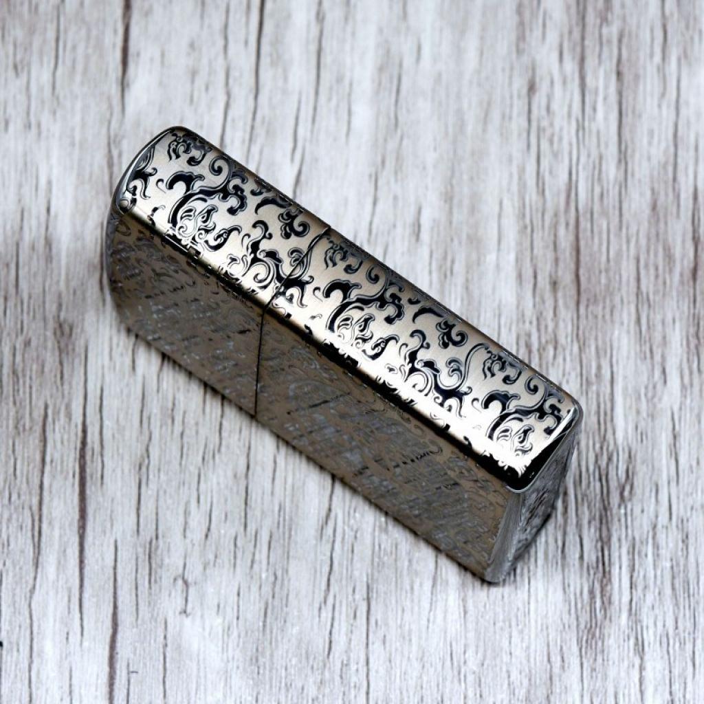 Bật Lửa Zippo Chính Hãng Khắc Hoa Văn Chữ Hỷ Đen Bóng