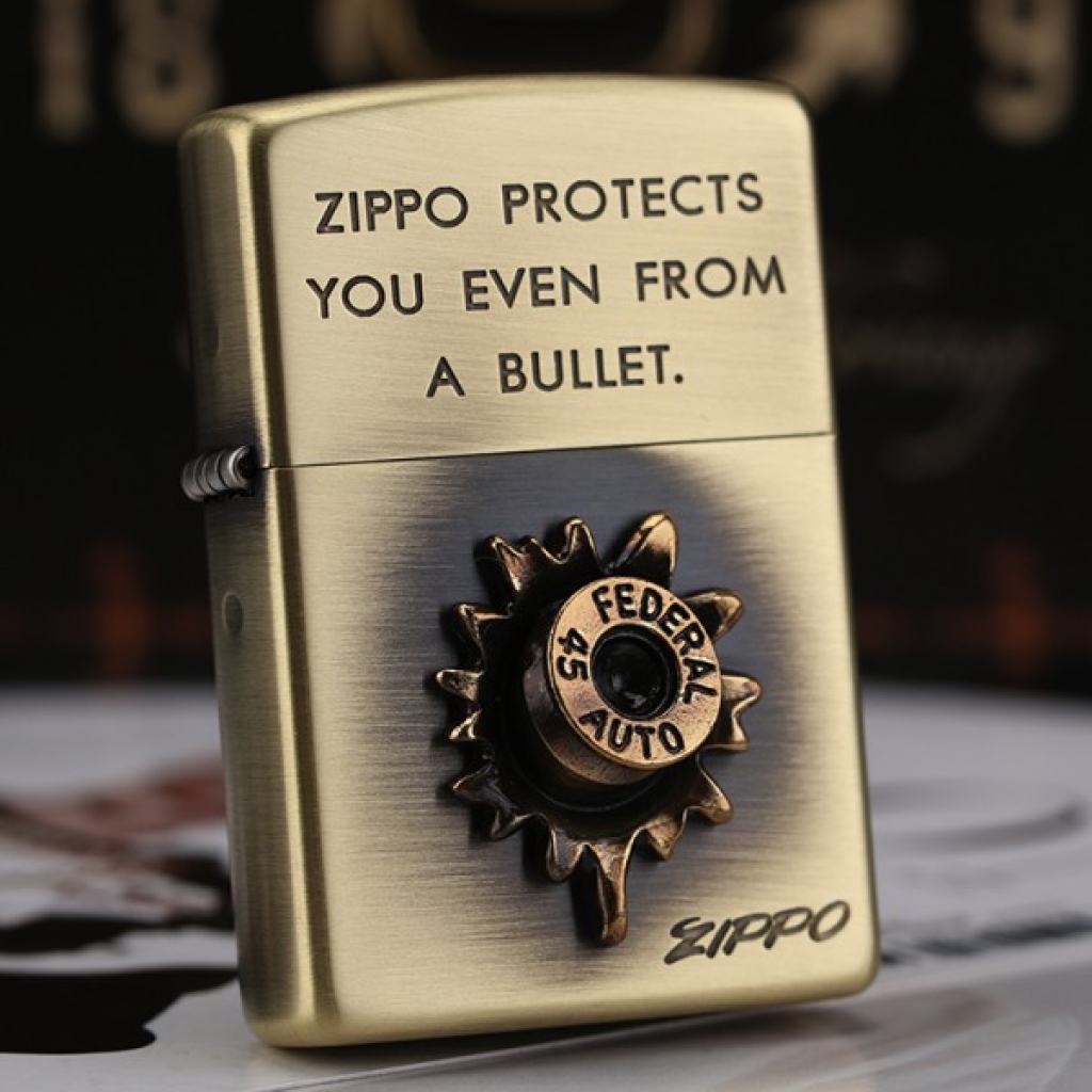 Bật Lửa Zippo Chính Hãng Phien Bản Xuất Nhật Ốp Viên Đạn Cổ Điển
