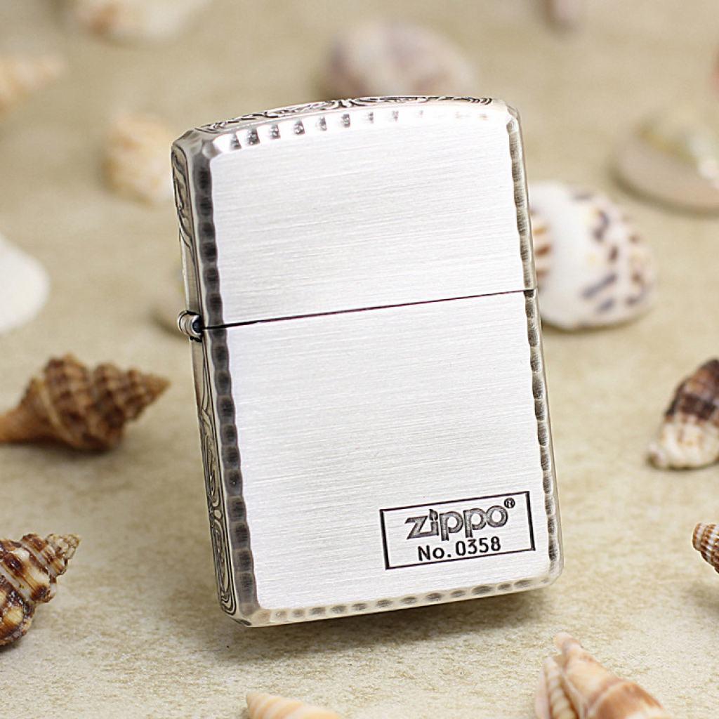 Zippo Chính Hãng Màu Bạc Khắc Chữ Thập Quanh Viền Vỏ Dày Armor Giới Hạn